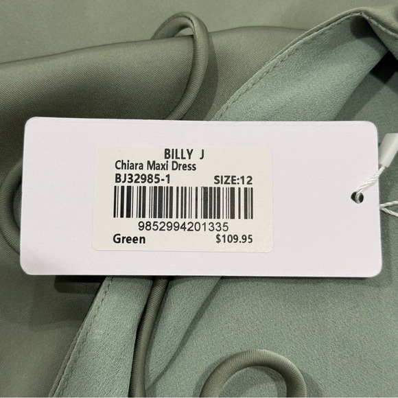 Billy J Chiara Maxi Dress Satin Halter Lace Up Open Back Green Size 8 Bridesmaid - Picture 10 of 14